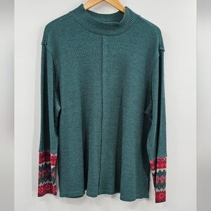 Maurices Mock Neck Fair Isle Cuff Shirt Size 2X